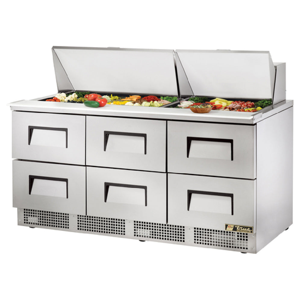 True Refrigeration TFP-72-30M-D-6-HC Sandwich/Salad Unit Three-section - Image 3