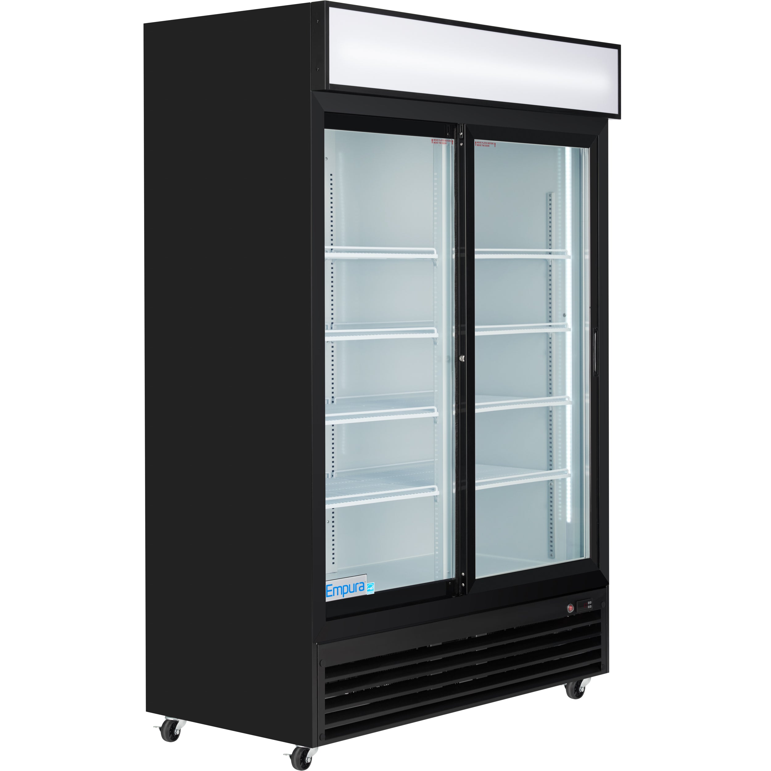 Empura 52" Black Sliding Glass 2 Door Merchandiser Refrigerator with ClearKeeper™ Glass, 42 Cu. Ft., LED Lighting, 8 Adjustable Shelves - Image 6