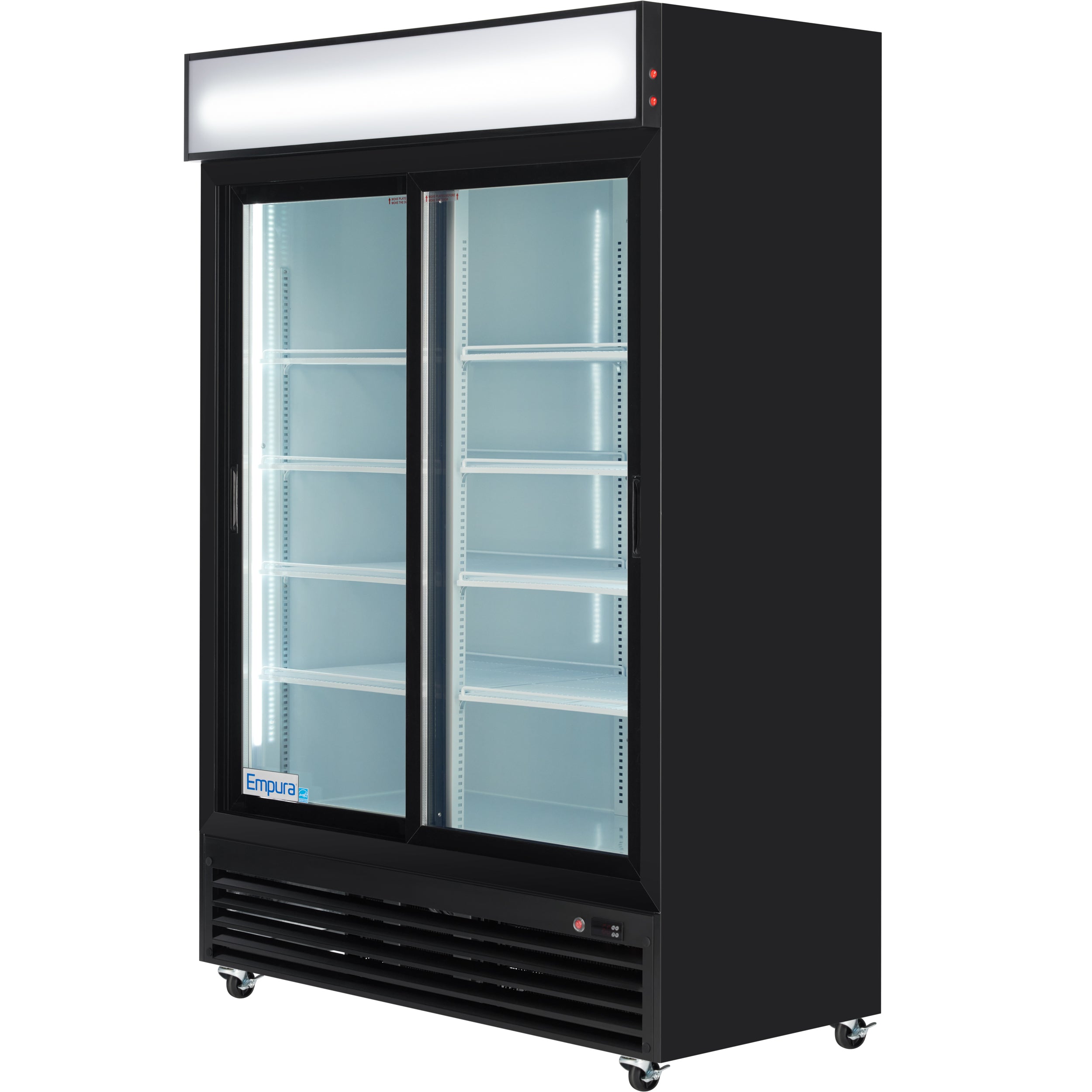 Empura 52" Black Sliding Glass 2 Door Merchandiser Refrigerator with ClearKeeper™ Glass, 42 Cu. Ft., LED Lighting, 8 Adjustable Shelves - Image 8