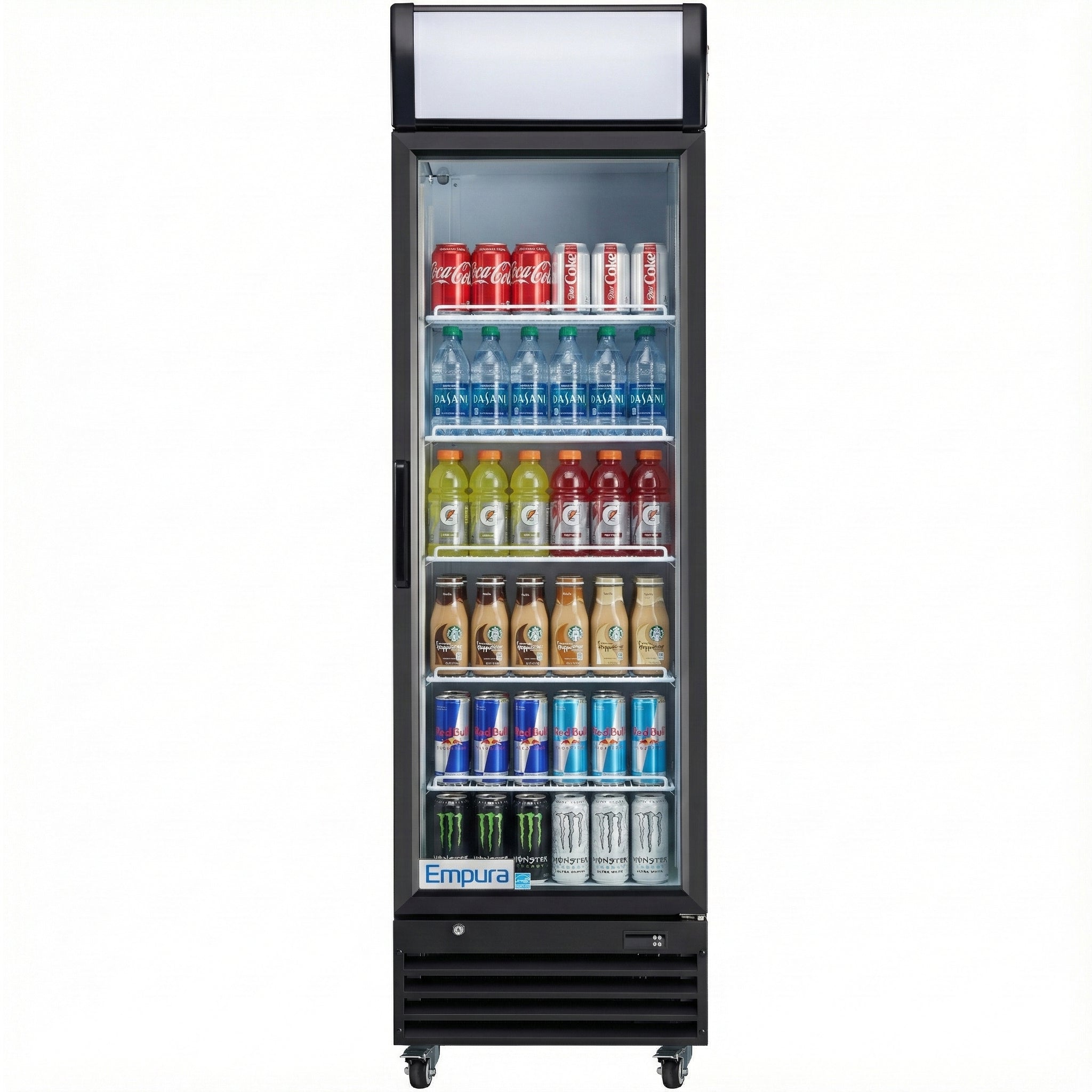 Empura 23" Black Swing Glass Door Merchandiser Refrigerator with ClearKeeper™ Glass, 12 Cu. Ft., LED Lighting, 5 Adjustable Shelves