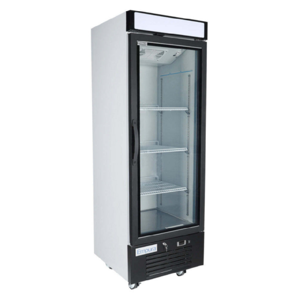 Empura 25" White Swing Glass Door Merchandiser Freezer with ClearKeeper™ Glass, 12.6 Cu. Ft., LED Lighting, 3 Adjustable Shelves