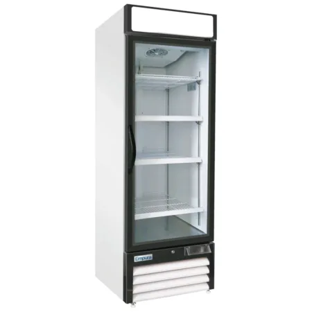 Empura 27" White Swing Glass Door Merchandiser Freezer with ClearKeeper™ Glass, 19.2 Cu. Ft., LED Lighting, 4 Adjustable Shelves